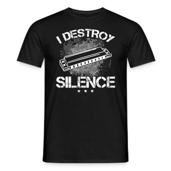 I Destroy Silence - Harmonica Player - Men's T-Shirt - black - Front - AI Model Male 178 light (178cm)