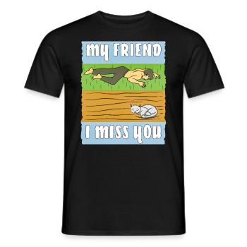 MENSCH TRAURIG KATZE - Männer T-Shirt - Schwarz - Vorne - AI Model Male 178 light (178cm)