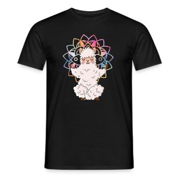 Ein Lama im Zoo Alpaka Design macht Yoga namaste - Männer T-Shirt - Schwarz - Vorne - AI Model Male 178 light (178cm)