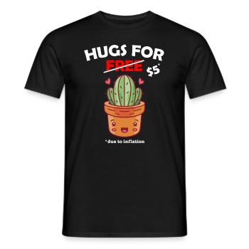Funny cute cactus valentine costume Hugs For Free - Männer T-Shirt - Schwarz - Vorne - AI Model Male 178 light (178cm)