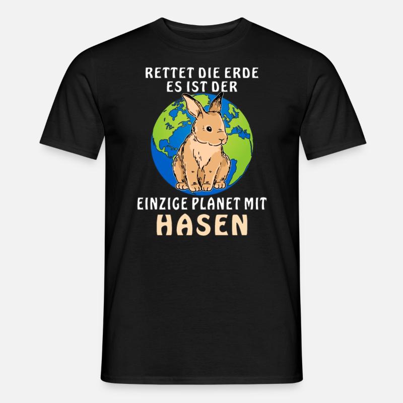 ERDE MIT HASEN - Männer T-Shirt - Schwarz