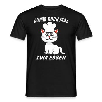 KATZE KOCH KOMM ZUM ESSEN - Männer T-Shirt - Schwarz - Vorne - AI Model Male 178 light (178cm)