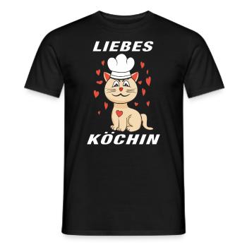 KATZE KOCH LIEBES KÖCHIN - Männer T-Shirt - Schwarz - Vorne - AI Model Male 178 light (178cm)