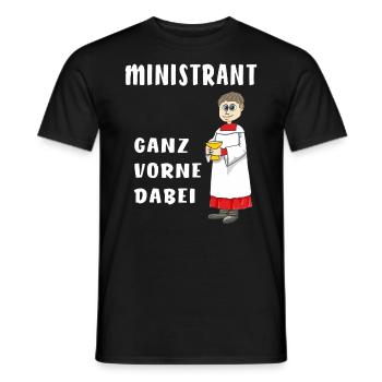 MINISTRANT GANZ VORNE DABEI - Männer T-Shirt - Schwarz - Vorne - AI Model Male 178 light (178cm)