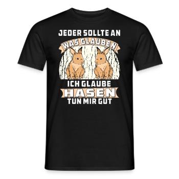 HASEN TUN MIR GUT - Männer T-Shirt - Schwarz - Vorne - AI Model Male 178 light (178cm)