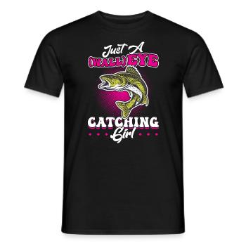 Just A WallEYE Catching Girl - Chasseur de doré jaune - T-shirt homme - noir - Devant - AI Model Male 178 light (178cm)