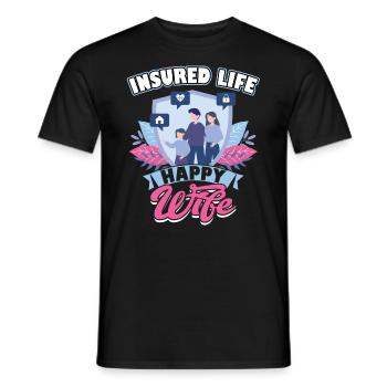 Vie assurée - Épouse heureuse - Agent d’assurance - T-shirt homme - noir - Devant - AI Model Male 178 light (178cm)