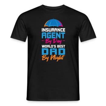 Agent d’assurance le jour - Le meilleur papa du monde la nuit - T-shirt homme - noir - Devant - AI Model Male 178 light (178cm)