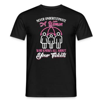 Une femme qui sait tout sur vos billets - T-shirt homme - noir - Devant - AI Model Male 178 light (178cm)