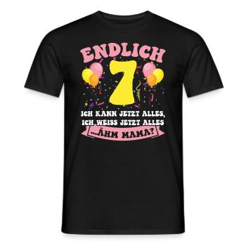 Endlich 7 - Ich kann jetzt alles - 7. Geburtstag - Männer T-Shirt - Schwarz - Vorne - AI Model Male 178 light (178cm)