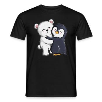 Ours polaire pingouin câlin câlins pingouins - T-shirt homme - noir - Devant - AI Model Male 178 light (178cm)