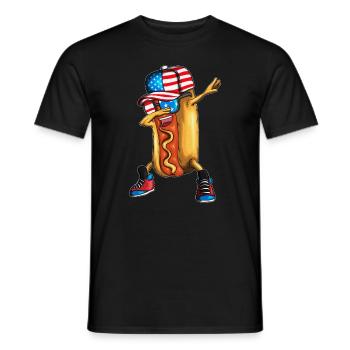Drôle de hot-dog dabbing restauration rapide cuisine - T-shirt homme - noir - Devant - AI Model Male 178 light (178cm)