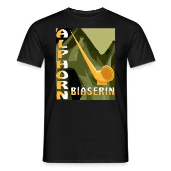 ALPHORN BLÄSERIN - Männer T-Shirt - Schwarz - Vorne - AI Model Male 178 light (178cm)