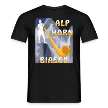ALPHORN BLÄSER - Männer T-Shirt - Schwarz - Vorne - AI Model Male 178 light (178cm)