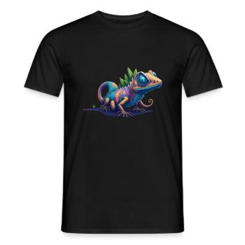 Gamer's Perfect Illustration - Cute Colorful Gekko - Männer T-Shirt - Schwarz - Vorne - AI Model Male 178 light (178cm)