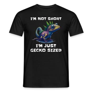 "I'm Not Short, I'm Just Gecko Sized" Cute Gecko - Men's T-Shirt - black - Front - AI Model Male 178 light (178cm)