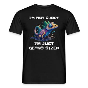 "I'm Not Short, I'm Just Gecko Sized" Cute Gecko - Men's T-Shirt - black - Front - AI Model Male 178 light (178cm)