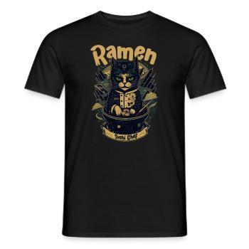 Japanese-Inspired Feline Culinary Cat Sushi Chef - Men's T-Shirt - black - Front - AI Model Male 178 light (178cm)