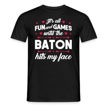 C’est amusant et des jeux jusqu’à ce que le bâton frappe mon visage - T-shirt homme - noir - Devant - AI Model Male 178 light (178cm)