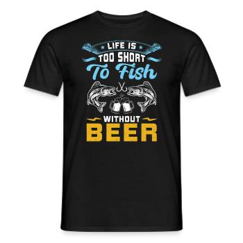Fish With Beer - Fishing - Men's T-Shirt - black - Front - AI Model Male 178 light (178cm)