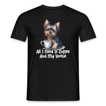 All I Need Is Coffee And My Yorkie - Männer T-Shirt - Schwarz - Vorne - AI Model Male 178 light (178cm)