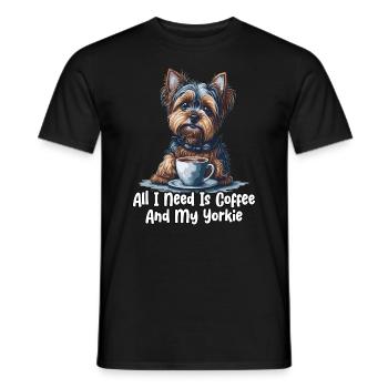All I Need Is Coffee And My Yorkie - Männer T-Shirt - Schwarz - Vorne - AI Model Male 178 light (178cm)
