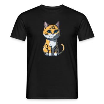 Cool Feline in Shades: Whiskered Purrfection - Männer T-Shirt - Schwarz - Vorne - AI Model Male 178 light (178cm)