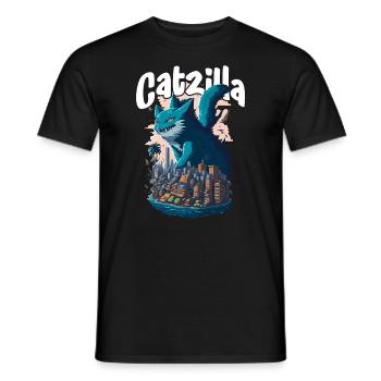 Catzilla Unleashed Funny Cartoon-Style Feline - Männer T-Shirt - Schwarz - Vorne - AI Model Male 178 light (178cm)