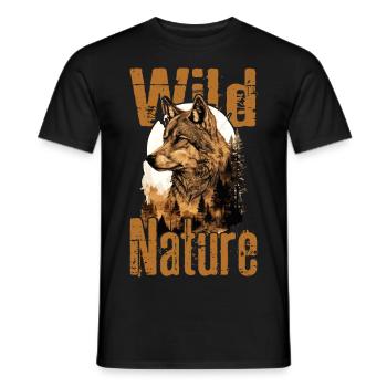 Loup Nature sauvage Wolf’s Head Wilderness Forest Trees - T-shirt homme - noir - Devant - AI Model Male 178 light (178cm)
