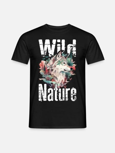 Wolf Wild Nature Wolfskopf Wildnis Wald Bäume - Männer T-Shirt - Schwarz