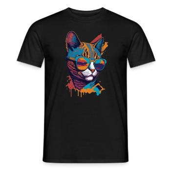 Retro Cool Cat: Vintage Vibes and Feline Flair - Männer T-Shirt - Schwarz - Vorne - AI Model Male 178 light (178cm)
