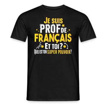 Prof Professeur Français Métier Collège Lycée - T-shirt homme - noir - Devant - AI Model Male 178 light (178cm)