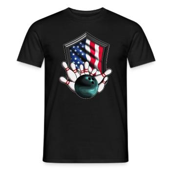 Amerika Flagge USA Bowling Kugel Pin Bowler - Männer T-Shirt - Schwarz - Vorne - AI Model Male 178 light (178cm)