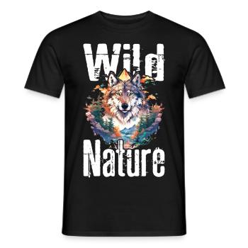 Loup Nature sauvage Wolf’s Head Wilderness Forest Trees - T-shirt homme - noir - Devant - AI Model Male 178 light (178cm)