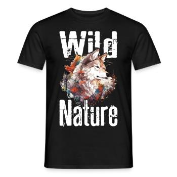 Loup Nature sauvage Wolf’s Head Wilderness Forest Trees - T-shirt homme - noir - Devant - AI Model Male 178 light (178cm)