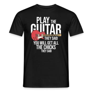 Akustik Spruch Für E-Gitarre Konzert Gitarre - Männer T-Shirt - Schwarz - Vorne - AI Model Male 178 light (178cm)