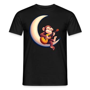 Musikalischer Affe im Halbmond - Männer T-Shirt - Schwarz - Vorne - AI Model Male 178 light (178cm)
