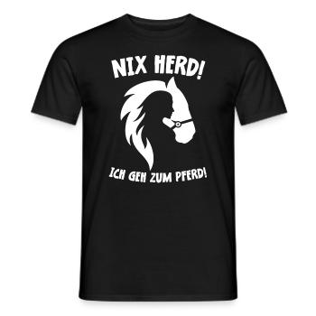 Nix Herd! Ich geh zum Pferd! Pferdespruch Geschenk - Männer T-Shirt - Schwarz - Vorne - AI Model Male 178 light (178cm)