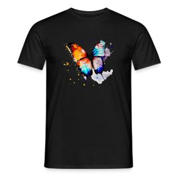 Butterfly Watercolor paint - Men's T-Shirt - black - Front - AI Model Male 178 light (178cm)