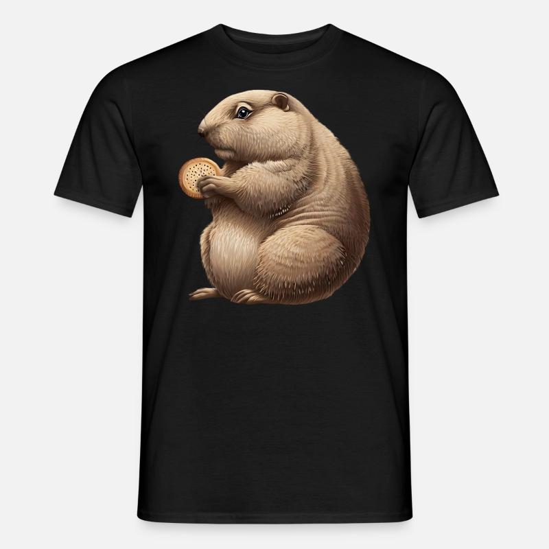 Groundhog mit Cracker - Männer T-Shirt - Schwarz