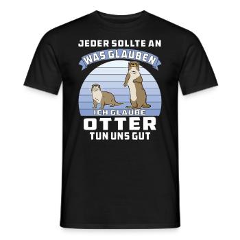 OTTER TUN UNS GUT - Männer T-Shirt - Schwarz - Vorne - AI Model Male 178 light (178cm)