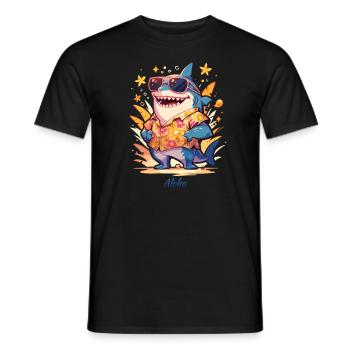 Chemise de requin Aloha | Tee de requin de style hawaïen | - T-shirt homme - noir - Devant - AI Model Male 178 light (178cm)
