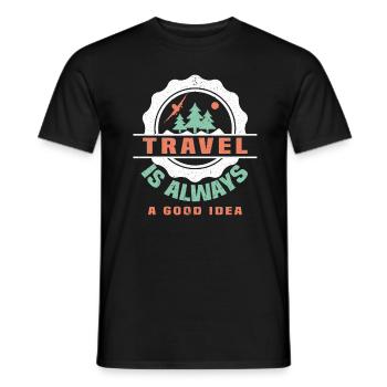 Urlaub Reisen Flugzeug Sonne Meer Strand - Männer T-Shirt - Schwarz - Vorne - AI Model Male 178 light (178cm)
