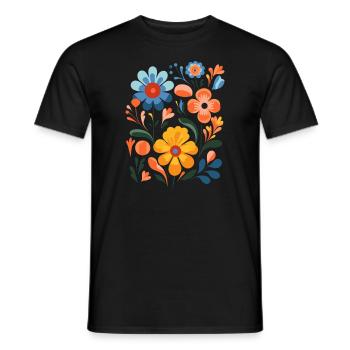 Nature's Nouveau Tee - Abstract Flower Print - Men's T-Shirt - black - Front - AI Model Male 178 light (178cm)