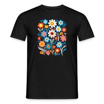 Blossom Splash T-shirt - Bold Abstract Shirt - Männer T-Shirt - Schwarz - Vorne - AI Model Male 178 light (178cm)