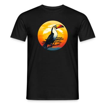 Toucan au coucher du soleil - T-shirt homme - noir - Devant - AI Model Male 178 light (178cm)