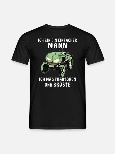 TRAKTOR ICH MAG BRÜSTE - Männer T-Shirt - Schwarz