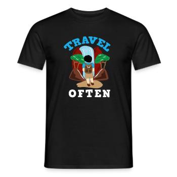 Voyage, Voyage, Vacances, Vacances, Voyage - T-shirt homme - noir - Devant - AI Model Male 178 light (178cm)