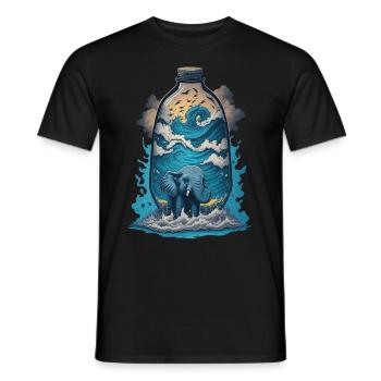 Éléphant en bouteille - T-shirt homme - noir - Devant - AI Model Male 178 light (178cm)