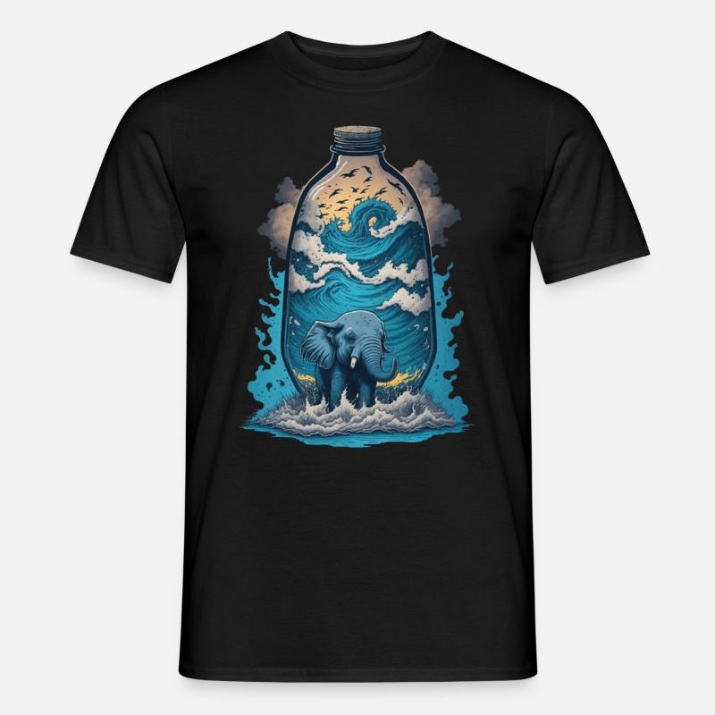 Elefant In Flasche - Männer T-Shirt - Schwarz